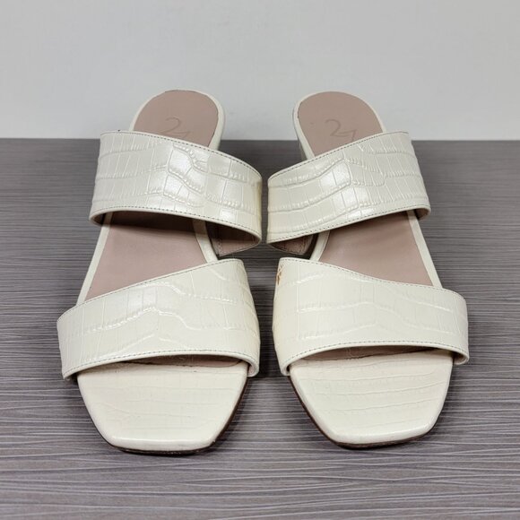 Naturalizer 27 Edit Venice Sandal, Ivory Croco Print Leather, Size 8 M / 38 - Picture 2 of 13